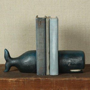 HomArt Cast Iron Whale Book Ends